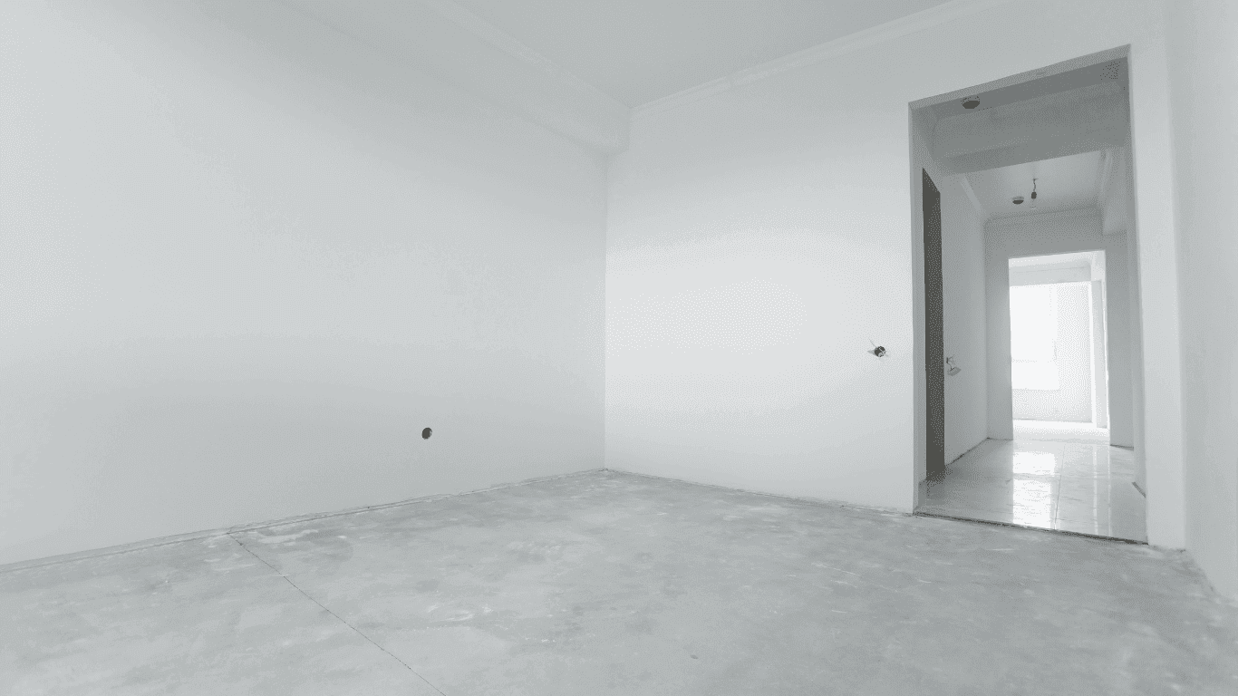 Freshly plastered room ready for the next stage of renovation
